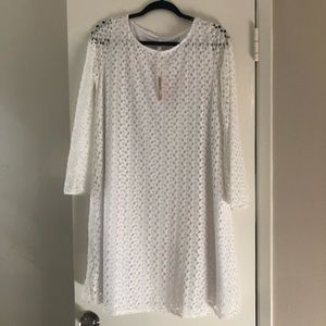 White open lace overlay bell sleeve (maternity)